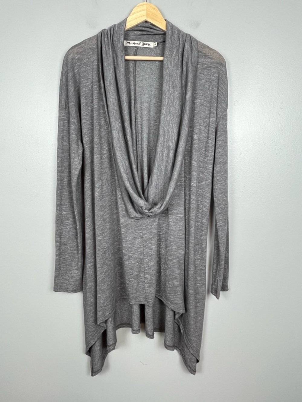 Michael Stars gray lightweight low cut cowlneck layering top, OS.